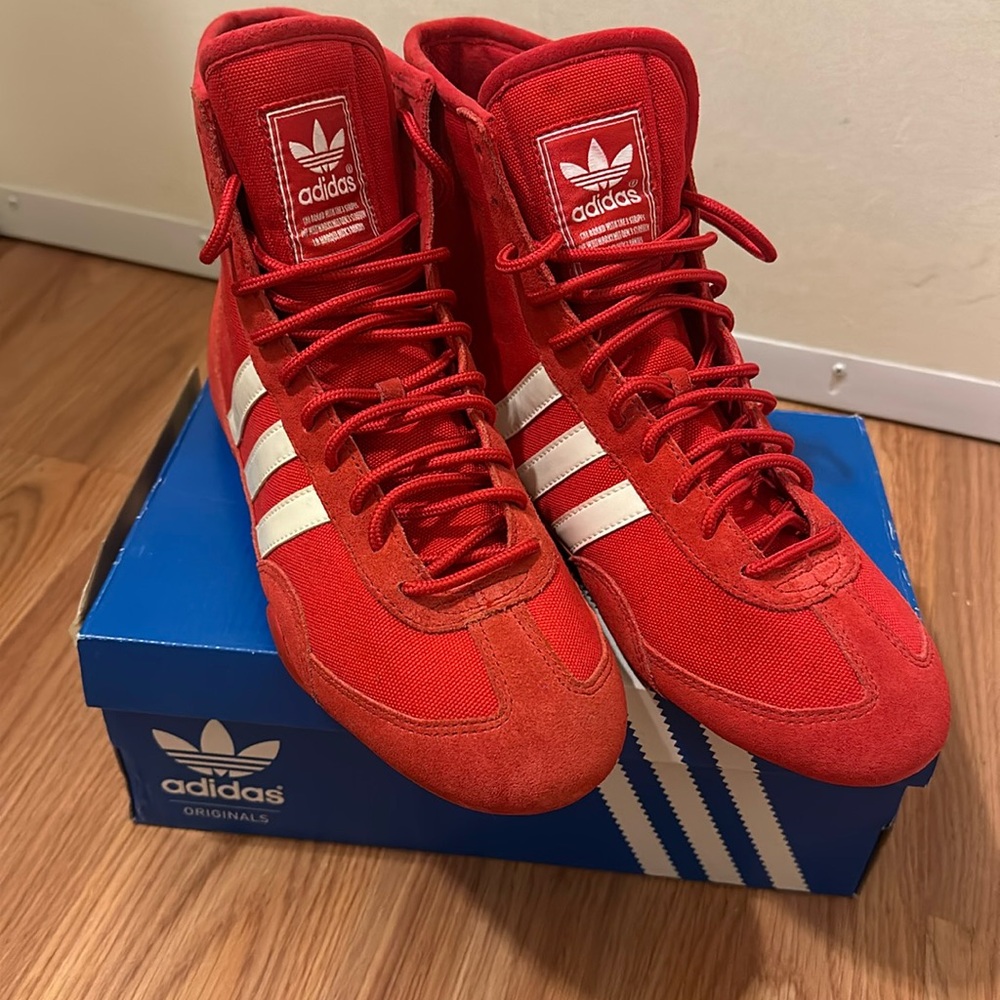 Adidas Originals red high top sneakers - size 6.5